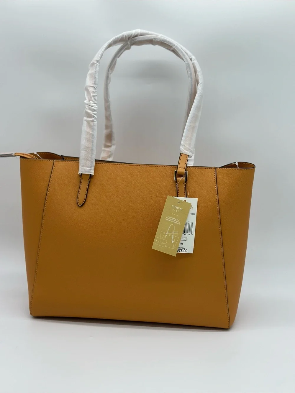 Michael Kors Mustard Tan Saffiano Leather Tote with Matching Wallet Trio